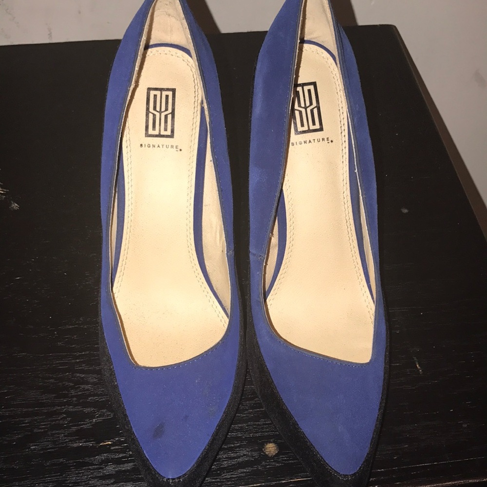 Blue/black suede pumps - Picture 1 of 7